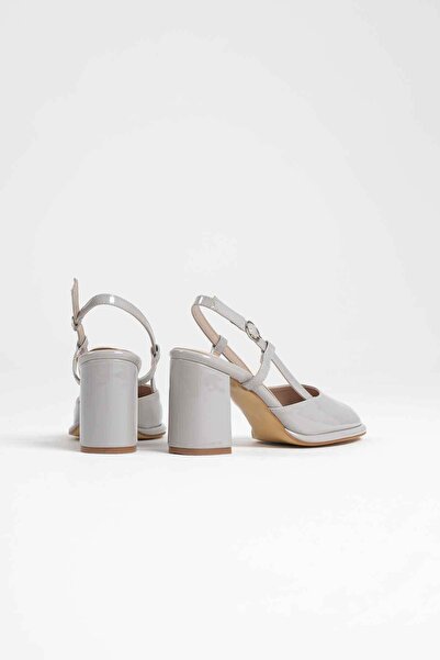 TRENDELLA Denma Gray Patent Leather Women's Heeled Shoes