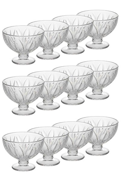 ALQANNAS Yogurt dessert glasses, crystal glass, 12 pieces, 180ml each, with base | Ice cream/pudding/dessert serving glasses