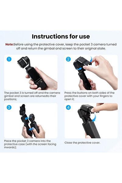 Startrc Gimbal Protective Cover for DJI Osmo Pocket 3 with Screen & Lens Protector, Black