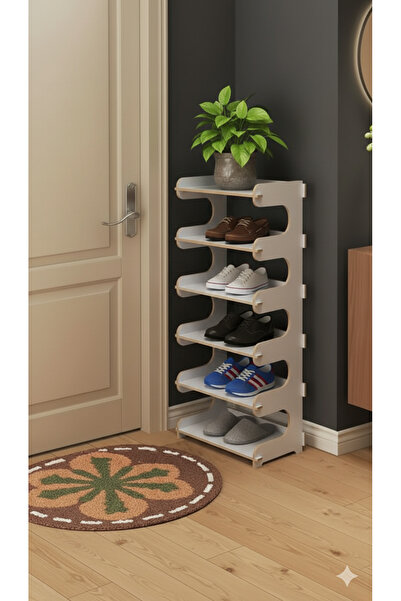 Bursa Site Mobilya VİDASIZ Geçme Sistem 6 Kat Ayakkabı Rafı | Yer Kaplamayan 35x26 cm Kompakt Çözüm