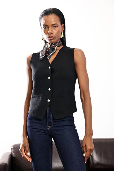 5in1Canpolat Black Tok Duruşlu Knitwear Vest 151213
