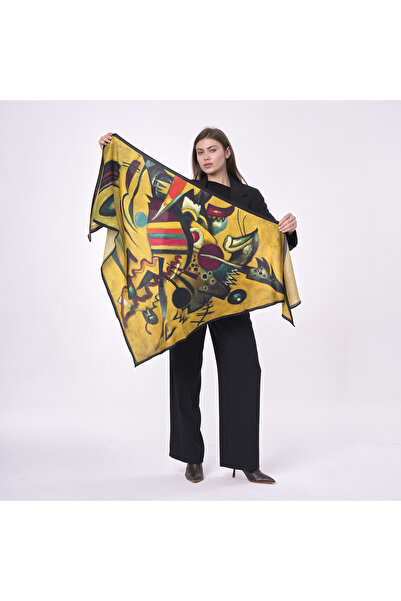 Nomads Felt Kandinsky Point And Line Desenli Büyük Yün İpek Şal