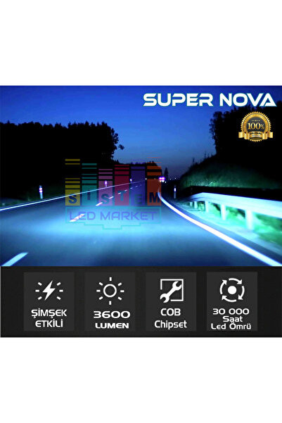 Sistem Led Market SuperNova Buz Mavi H8/11 Simsek Etkili Zenon COB Led Xenon Led Headlight