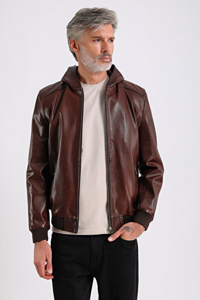 MQ Leather Maroquin Leather Arda Men's Hooded Leather Coat