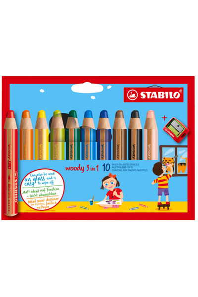 Other Stabilo Woody 3in1 Pencils 10 Pieces + Sharpener 880/10-2