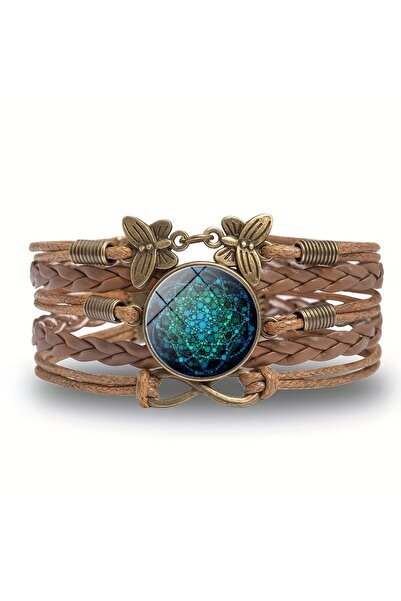 Choice 4 Vintage Mandala Flower Glass Dome Wrap Bracelet Brown Multilayer Wov...