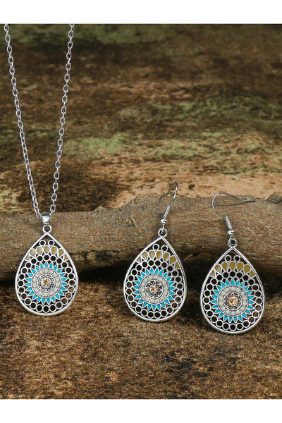 Choice4 HS082 Ethnic Feng Shui Droplet Hollow Colored Glazed Earrings for Wom...