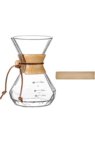 Puricon Pour-Over Coffee Maker with V60 Paper Filters (40), 15 oz Borosilicate Glass Carafe, 1-2 Cup