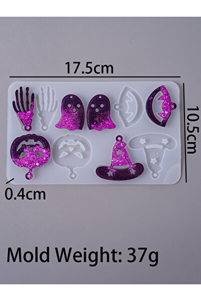 Choice 02 قالب راتنج ثلاثي الأبعاد على شكل جمجمة وقرع وخفاش وشبح مصنوع يدويًا على طراز الهالوين قلادة أقراط سلسلة مفاتيح مجوهرات