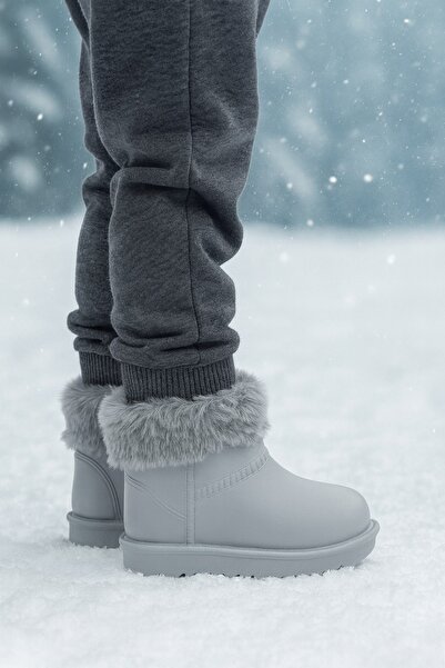 minibonito Waterproof Fur Lined Girls' Eva Rain Snow Boots