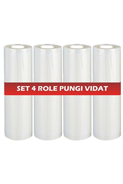 Urgent Horeca Set 4 role pungi vidat gofrate, dimensiuni 150x3000 mm, grosime 85 microni, preparare Sous Vide