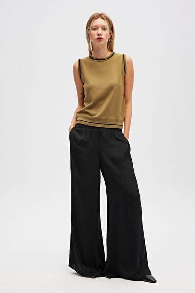 Peraluna Rina Plain Knit Women's Sleeveless Blouse - Olive Green