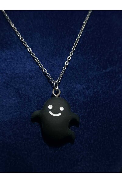 sarıyer silver Black Cute Ghost Steel Necklace Halloween Halloween Themed Gothic Necklace