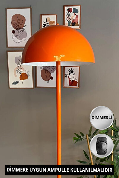 Bamyum Dimmerli Işığı Ayarlanabilen Işığı Artırılıp Azaltılabilen Turuncu Metal Lambader