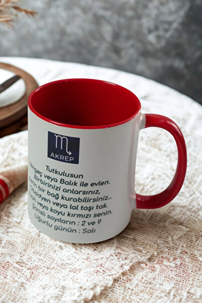 Ahinur Mutfak كوب بورسلين برج العقرب - خاص بالروحيات العاطفية والمغامرة