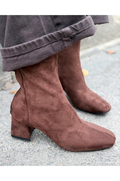 I Love Shoes Jornel Kadın Topuklu Streç Bot Acıkahve Süet