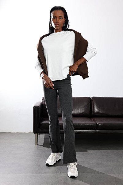 5in1Canpolat Λευκό μπλουζάκι με μακριά μανίκια