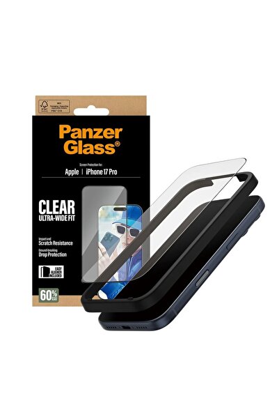 CARE by PanzerGlass® Folie de sticlă pentru iPhone 17 Pro, fixare ultra-lată cu EasyAligner, anti-șoc și anti-bule, transparentă