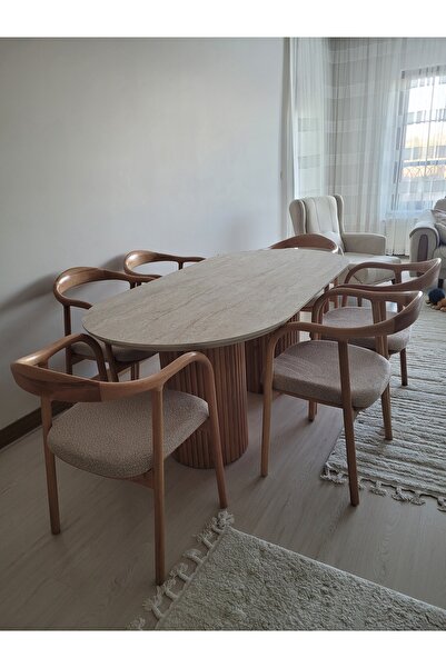 NORTE Bohem Masa Takımı Ahşap Masa Takımı 6 Kişilik Masa Sandalye Takımı İskandinav Takım