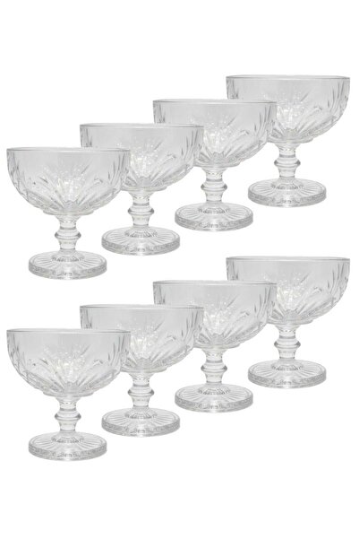 ALQANNAS 8-piece crystal glass yogurt dessert set with a fixed base