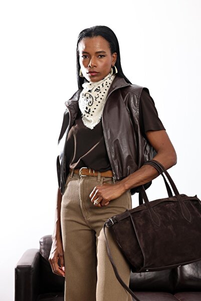 5in1Canpolat Bitter Brown Matte Leather Vest 0625