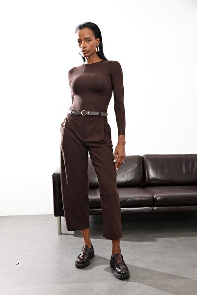 5in1Canpolat Καφέ υφασμάτινο παντελόνι 1598