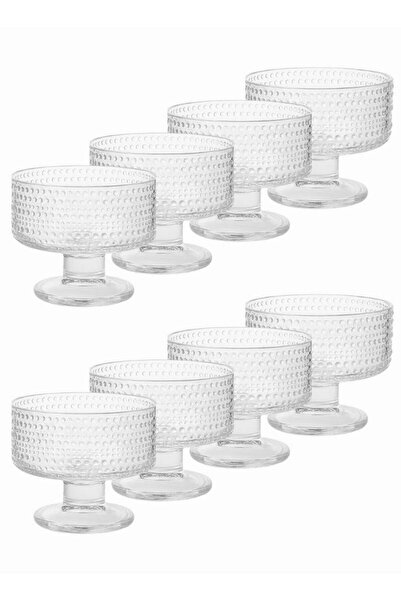 ALQANNAS 8-Piece Luxury Crystal Dessert Yogurt Set with Elegant Base | Serving Cups for Desserts