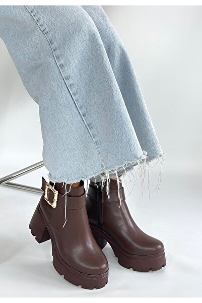 BESKAR Pinma Brown Leather Heeled Boots