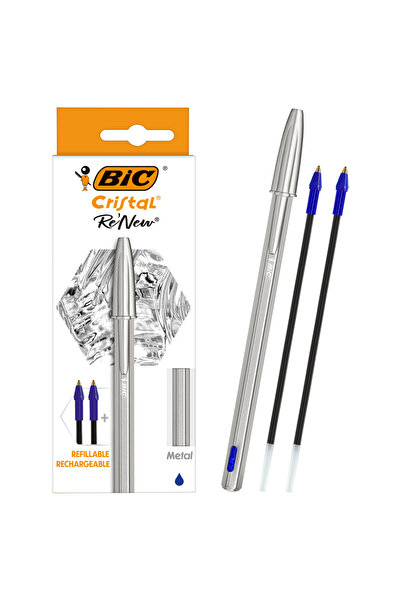 Other Pix cu bilă Bic Cristal Re'New albastru /1 pix + 2 rezerve/