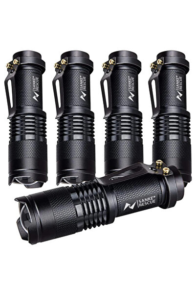 Choice مجموعة من 5 مصابيح يدوية تكتيكية مقاومة للماء من 1 إلى 5 مصابيح LED محمولة للتخييم مزودة بثلاثة أوضاع إضاءة LED قوية محمولة باليد