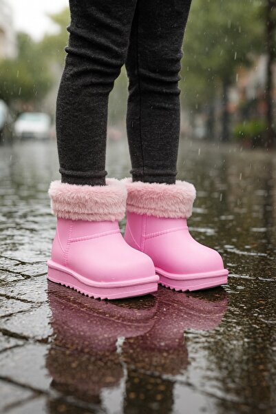 minibonito Waterproof Fur Lined Girls' Eva Rain Snow Boots