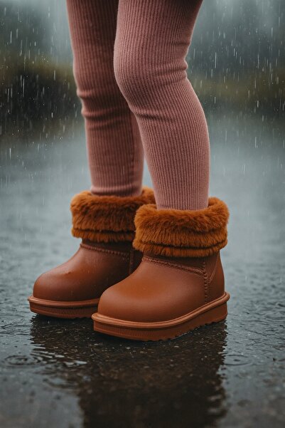 minibonito Waterproof Fur Lined Girls' Eva Rain Snow Boots