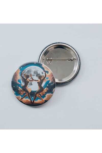 İKİZLER BURCU İğneli Buton Rozet 44mm (1 Adet)
