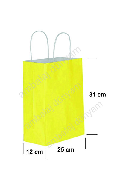 AMBALAJDÜNYAM Burgu Saplı Kraft Kağıt Çanta Karton Hediyelik Poşet Torba - Sa...