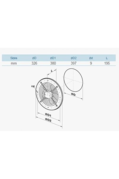 Vents Ventilator OVK 2E 300, diametru 326mm, debit 2230 mc/h