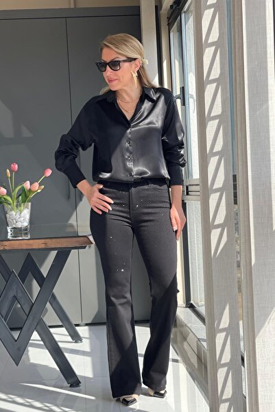 MİSLİNA BUTİK Taş Detay İspanyol Paça Jean