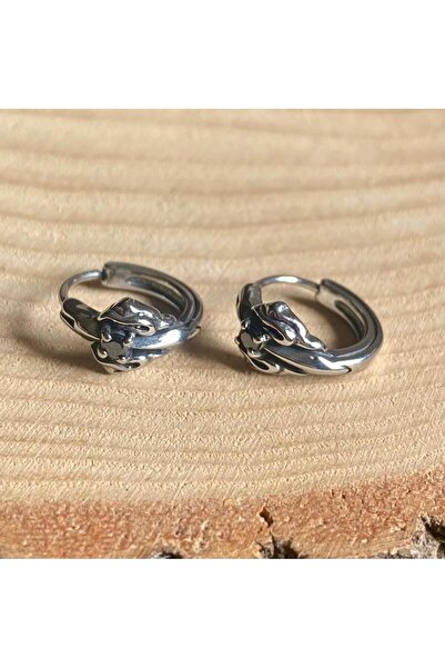 Viking Black Zircon Stone Special Design 316L Stainless Tarnish-Free Steel Earrings Pair