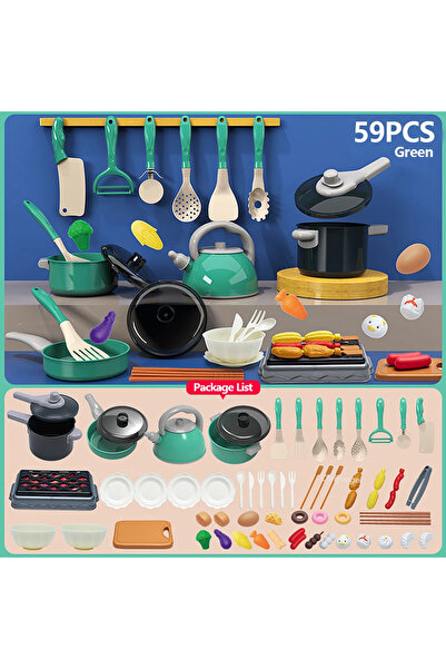 Choice4 59PCS Green Kids Kitchen Toys Set 92/69/59 PCS Play Kitchen Accessori...