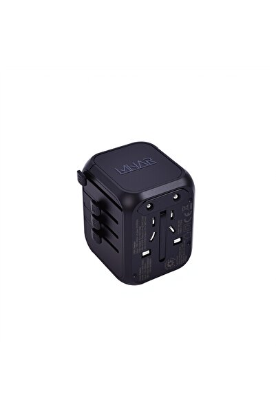 MNAR محول سفر عالمي بقوة 35 وات مع منفذي USB-A ومنفذي USB-C، قابس الولايات ال...