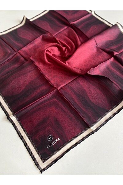 Vissona Μεταξωτό μαντήλι Tivil 10659 - 4 - 0018 Μοτίβο μονόγραμμα σε μπορντό χρώμα