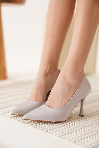 modaserdem Women's Silver Heeled Shoes