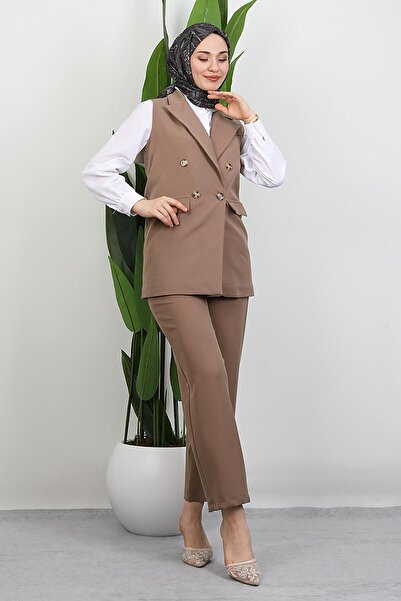 GİYZAMİLA Tomris Vest Set Set Mink