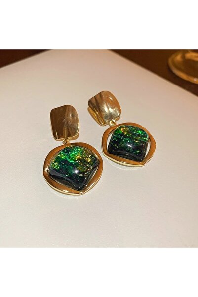 Choice أقراط المعين الأخضر الكلاسيكي الهندسي المستدير المعين أقراط نسائية أني...