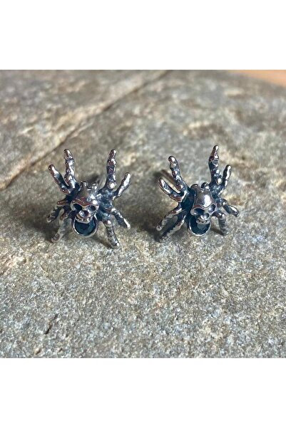 Viking Spider Skull Nail Model 316L Stainless Non-Tarnish Steel Earrings Pair