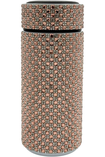 BİNDAWOOD B&D Luxury Vacuum Bottle, Rose Gold Crystal Rhinestone Design, 280ml Gold