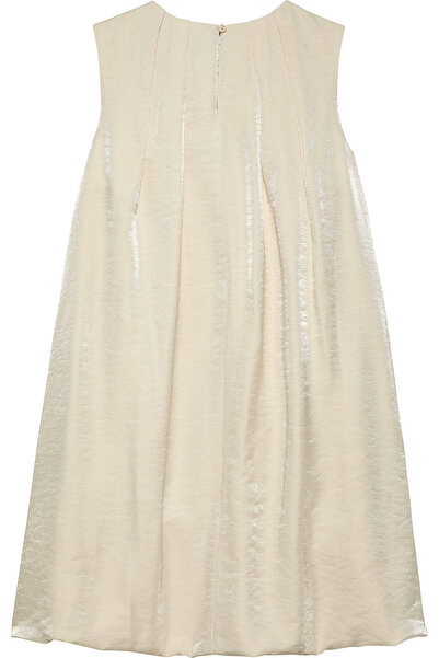 Calvin Klein Girls High Shine Light Gold Fluid Metallic Bubble Mini Dress