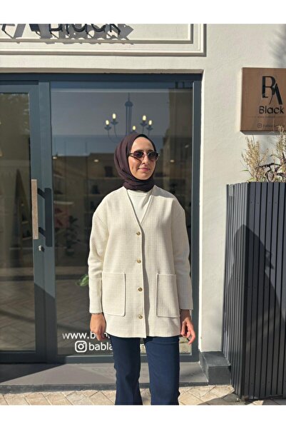 Babil Butik TD4532 Savin Γυναικείο Μπουφάν Εκρού