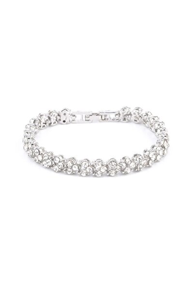 Choice أساور سلسلة هندسية فاخرة من الكريستال الروماني باللون الفضي للنساء، عص...