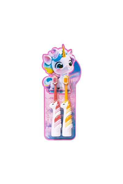 choice2 2pcs Red Orange 2/4pcs Cartoon Unicorn Children's Soft Toothbrush, 3-...