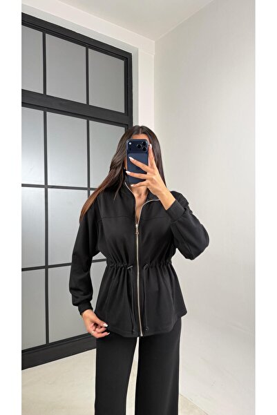 Gaus Black Drawstring Waist Cardigan Pants Two-Piece Modal Set Gaus-00571